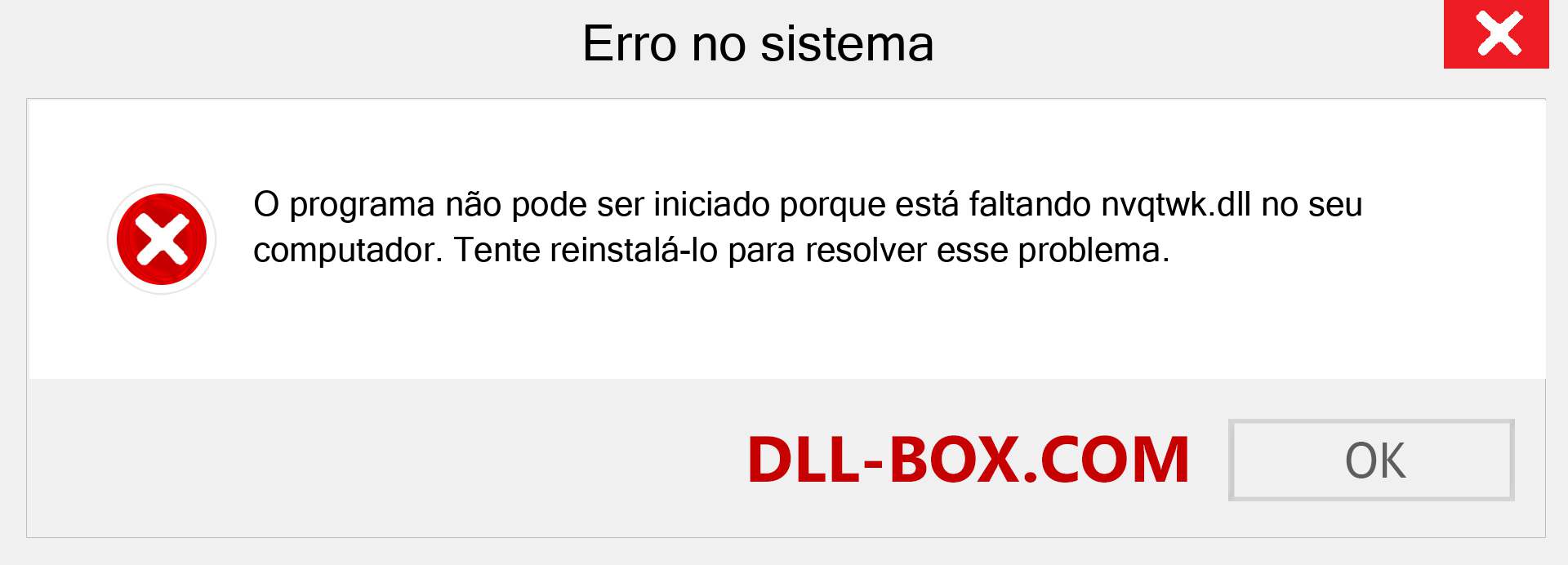 Arquivo nvqtwk.dll ausente ?. Download para Windows 7, 8, 10 - Correção de erro ausente nvqtwk dll no Windows, fotos, imagens